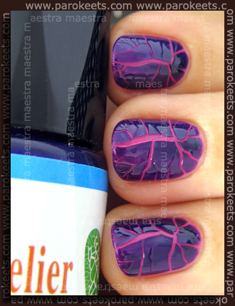 Kelier - Nail: Purple cracking nail polish over Catrice - Dazzling Pink