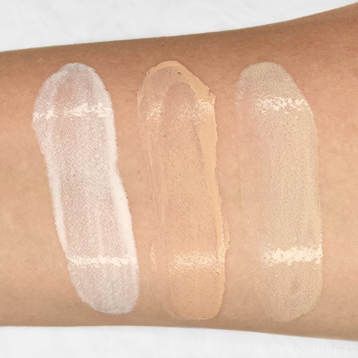 Comparison of mineral sunscreens with tint: NIOD Survival 30, Australian Gold Botanical SPF 50, Make prem UV defens me