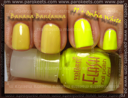 OPI - Banana Bandanna vs. Vollare Flash - 99 over Ombia - White