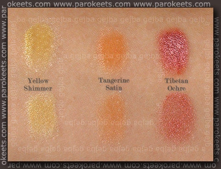 Sweetscents – Yellow Shimmer, Tangerine Satin, Tibetan Ochre weak sunlight