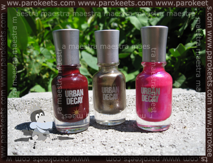 Urban Decay Nail Enamel (od L proti D): Brick House, Twisted and Trip