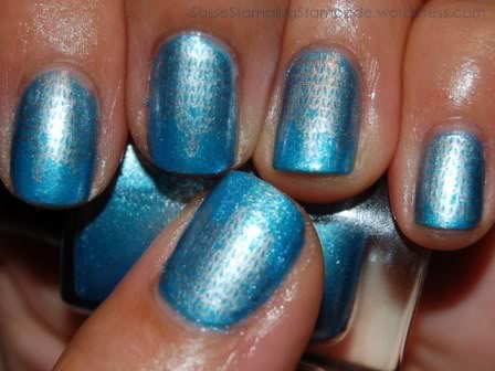 DrFrankenPolish Ice Veil with Konad m69 with CND Times Square