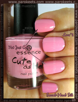 Essence - Cute As Hell - Not Just Cute vs. Love^2 vs. China Glaze - Second-Hand Silk
