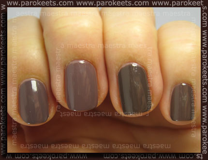 Comparison: Catrice: 200 From Dusk To Dawn vs. 220 Lost In Mud vs. OPI - You Don't Know Jacques vs. Sephora by OPI - Metro Chic