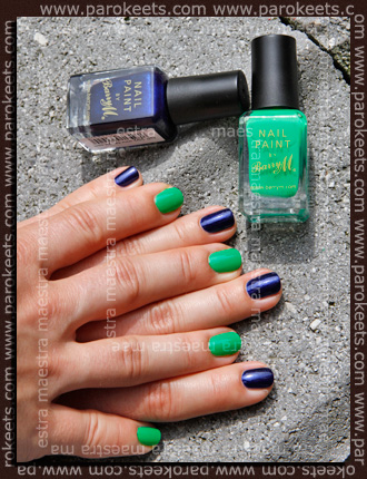 Barry M - Spring Green and Navy Swatch: Barry M - Spring Green and Navy