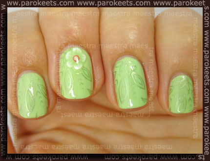 Konadicure: Jessica - Viva La Lime Light + IP A05 with China Glaze - Adore and fimo flower