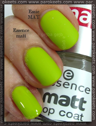Essence (We Saw It First): Lime Up! Essie MAY vs. Essence Matte Top Coat comparison