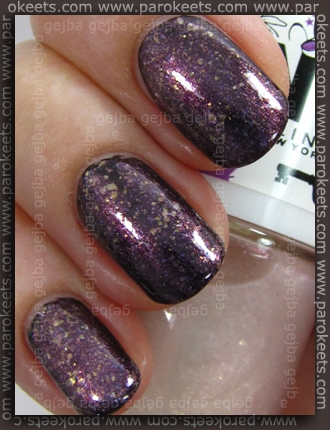 Flormar 313 + MNY 145 layering MNY 145 over black