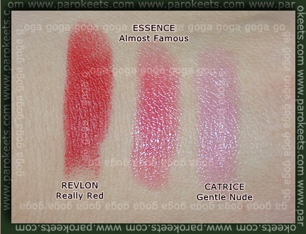 Revlon Really Red Essence Almoust Famous Catrice Gentle Nude swatch