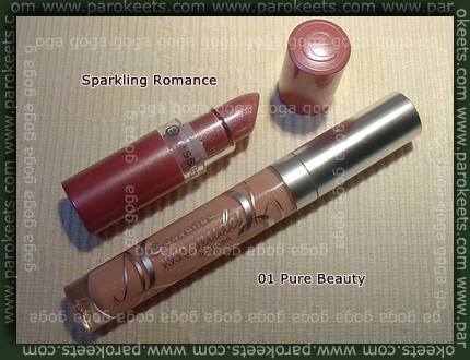 Essence: Sparkling Romance lipstick + Pure Beauty lipgloss