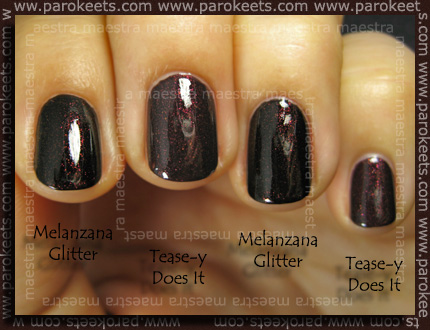 OPI Burlesque - Tease-y Does It vs. Collistar - Melanzana Glitter Comparison: OPI Burlesque - Tease-y Does It vs. Collistar - Melanzana Glitter