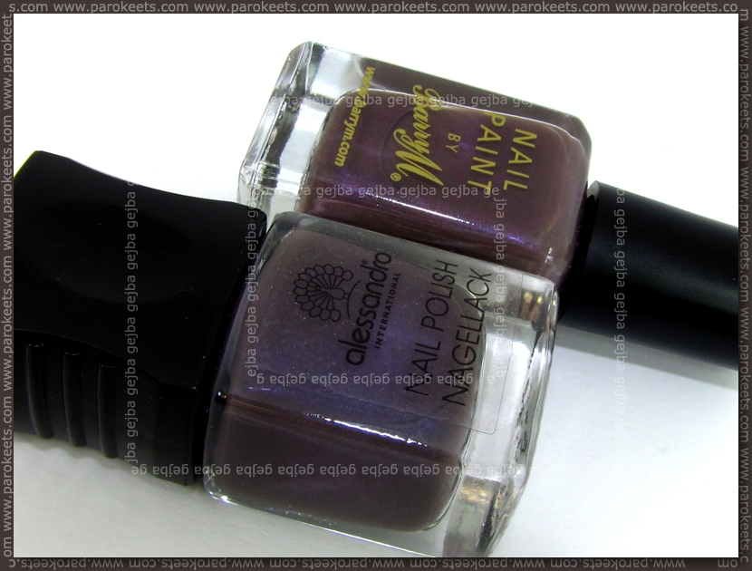 Comparison: Barry M Dusky Mauve vs. Alessandro Hypnotic bottle