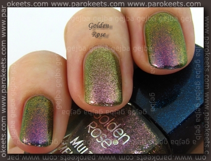 Comparison: Orly Cosmic - Space Cadet vs. Golden Rose 11 swatch