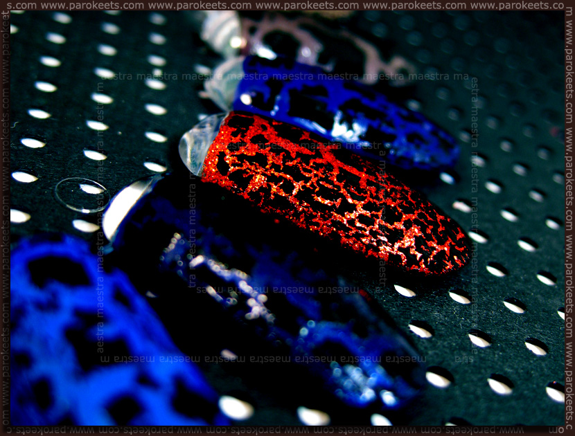 Barry M: Red Glitter + crackle polish Swatch: Barry M: Red Glitter + crackle polish