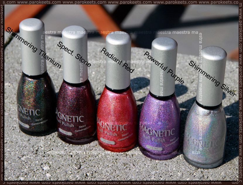 Magnetic holographic nail polishes