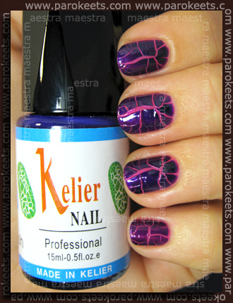 Swatch: Kelier - Nail: Purple cracking nail polish
