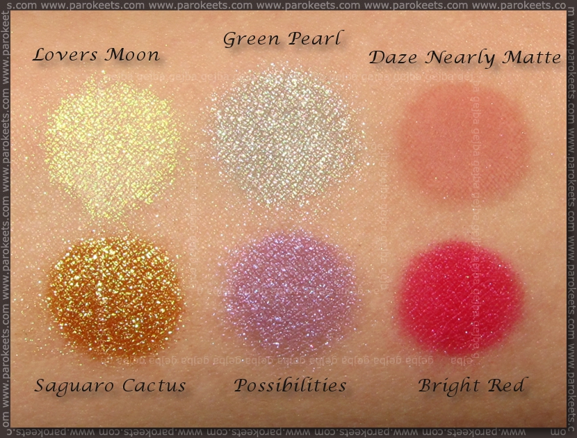 Sweetscent: Lovers Moon, Green Pearl, Daze Nearly Matte, Saguaro Cactus, Possibilities, Bright Red