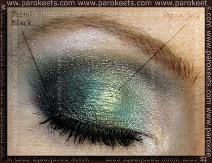 Barry M - Dazzle Dust: Aqua Gold and Petrol Black make up by Maestra