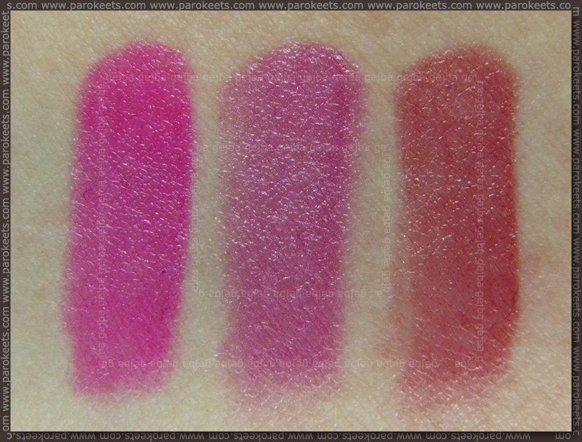 Catrice Ultimate Colour lipstick: Pinker-bell, Lovely Lilac, Ginger&Fred swatch by Parokeets