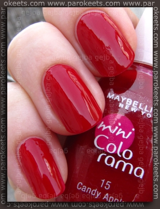 Maybelline mini Colorama: Candy Apple Maybelline mini Colorama: Candy Apple swatch by Parokeets