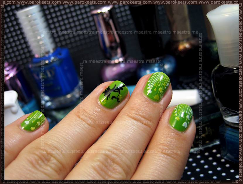 Manicure for Thriszha: Etude House - GR605 with Konad IP m83 Manicure for Thriszha: Etude House - GR605 with Konad IP m83
