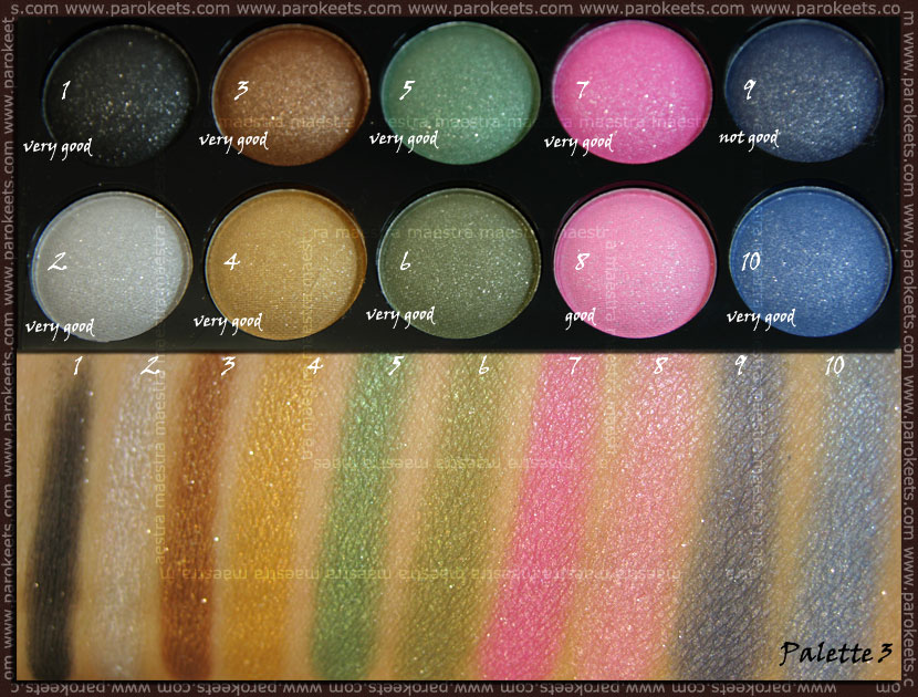 Swatch: Beauty UK eye shadow collection: No. 3 Glitz eyeshadow palette