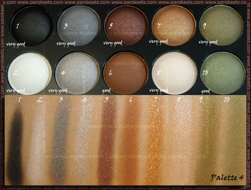Swatch: Beauty UK eye shadow collection: No. 4 Earth Child eyeshadow palette