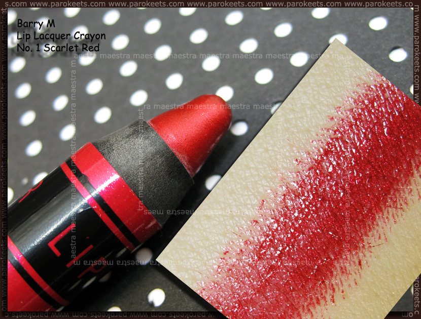 Barry M - Lip Lacquer Crayon: No. 1 - Scarlet Red Swatch: Barry M - Lip Lacquer Crayon: No. 1 - Scarlet Red