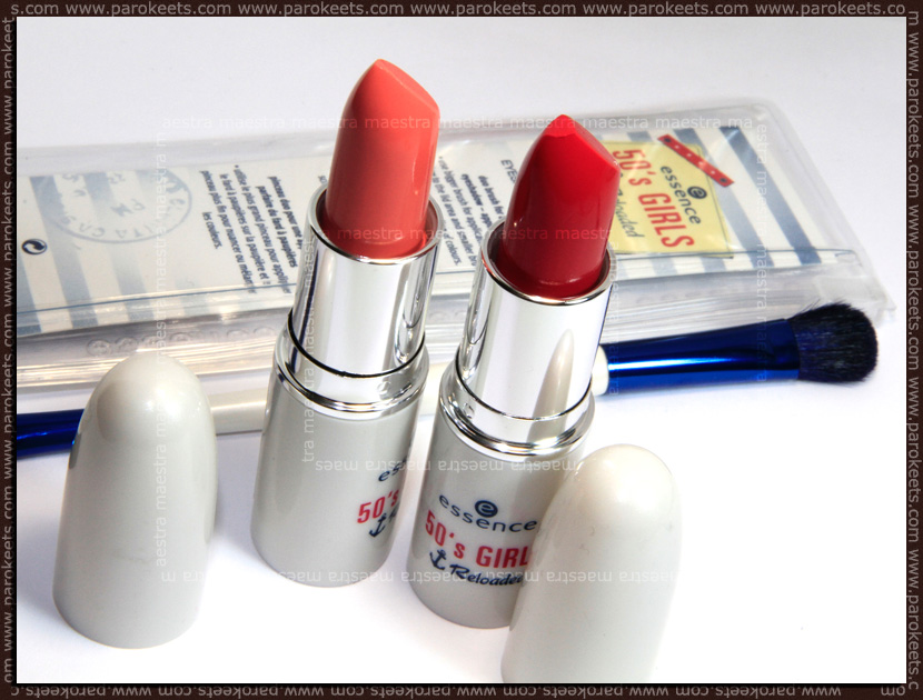 Essence - 50's Girls Reloaded: eyeshadow brush and lipsticks (I'm Sailing, Back To The 50's)