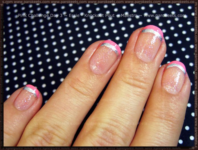 French manicure: Pink Challenge Day 2: Essie - Knockout Pout + Color Club - Hot Couture by Maestra