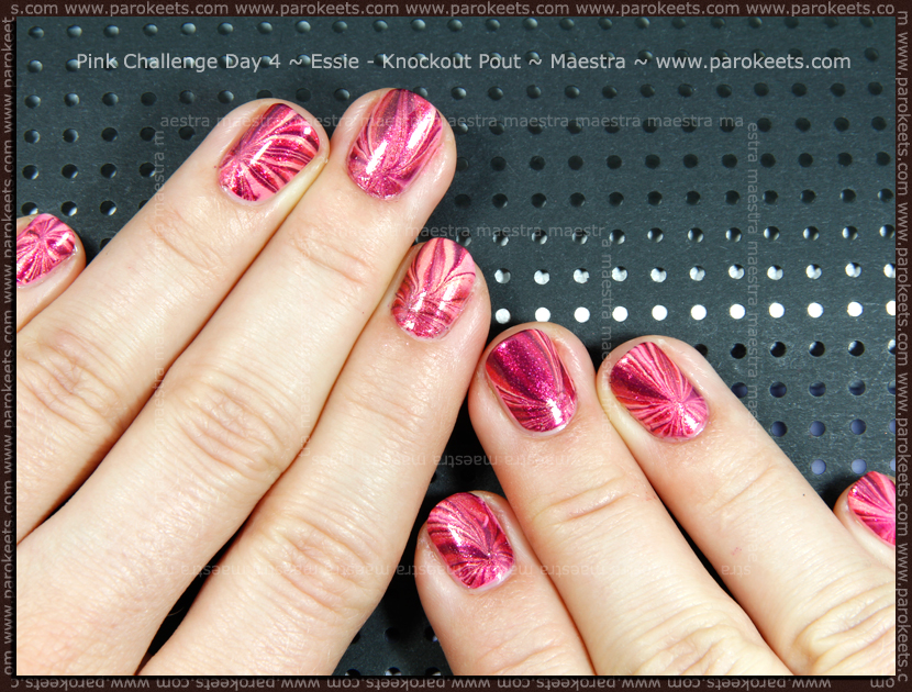 Pink Challenge Day 4: Essie - Knockout Pout + Water Marble by Maestra Pink Challenge Day 4: Essie - Knockout Pout + Water Marble by Maestra