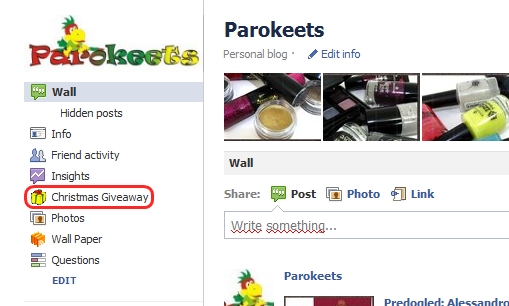 Parokeets blog Facebook giveaway