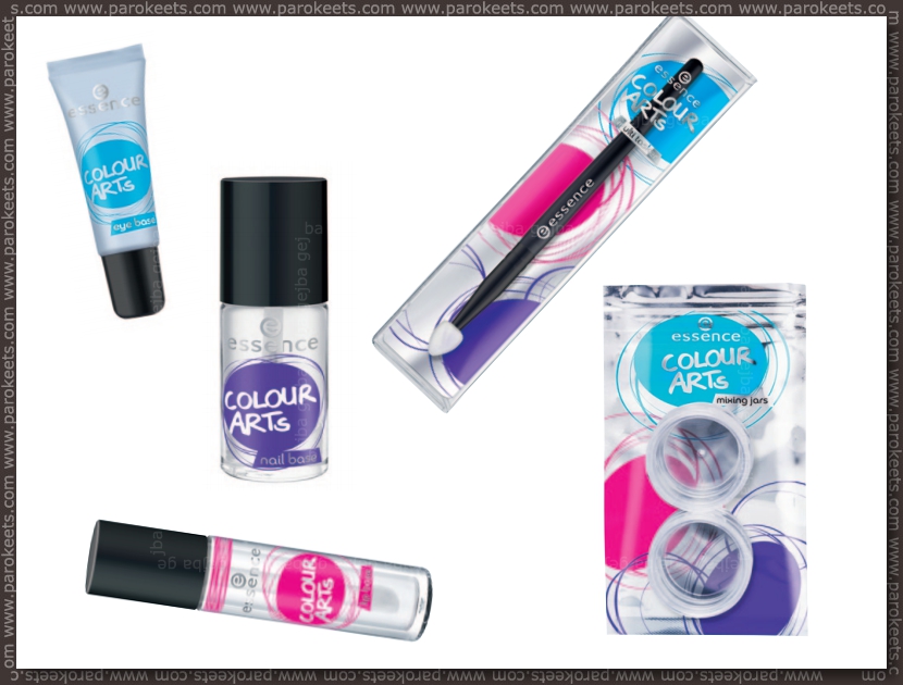 Essence Colour Arts: eye, lip, nail base, multi tasker, mixing jars