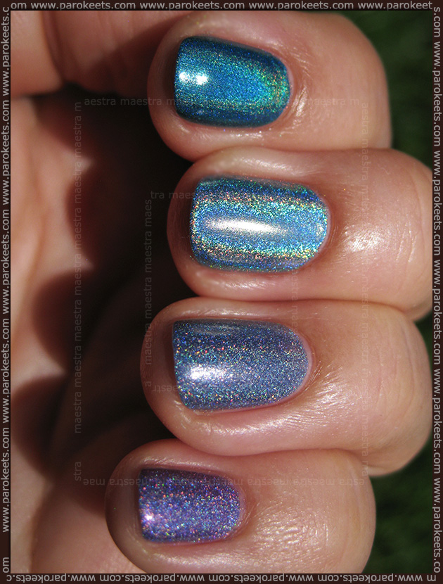 Holographic comparison: Magnetic - Powerful Purple, Nfu Oh - 65, China Glaze - DV8, Depend - Denim Blue (2032) Holographic comparison: Magnetic - Powerful Purple, Nfu Oh - 65, China Glaze - DV8, Depend - Denim Blue (2032)