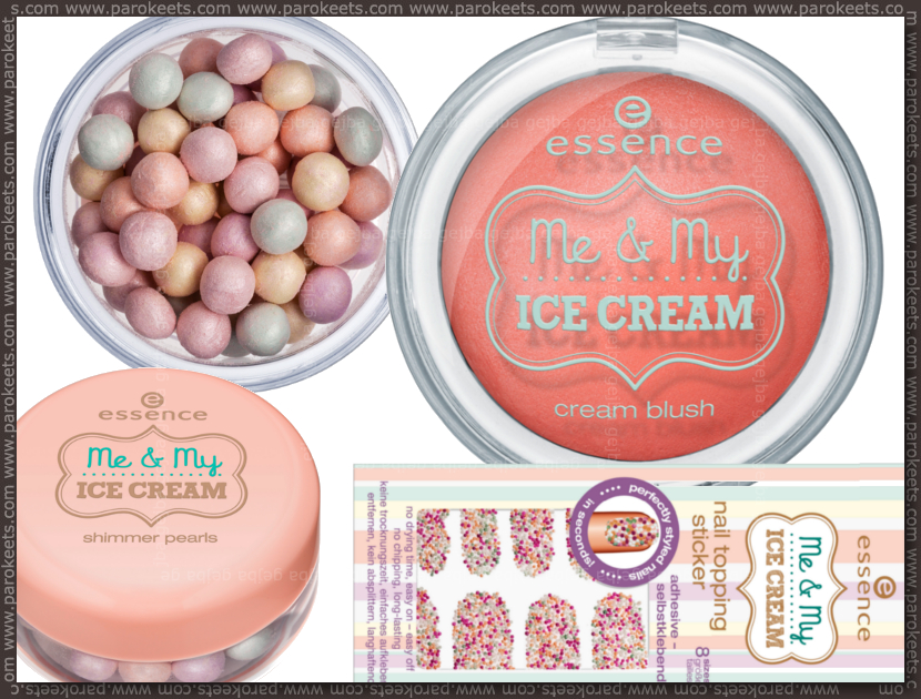 Essence Me & My Ice Cream LE pearls, blush, nail stickers (preview)
