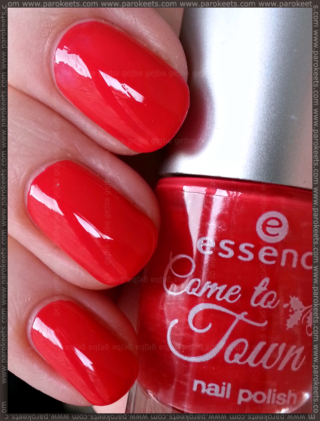 Essence Naughty or nice (Come to town LE) pinkish red swatch