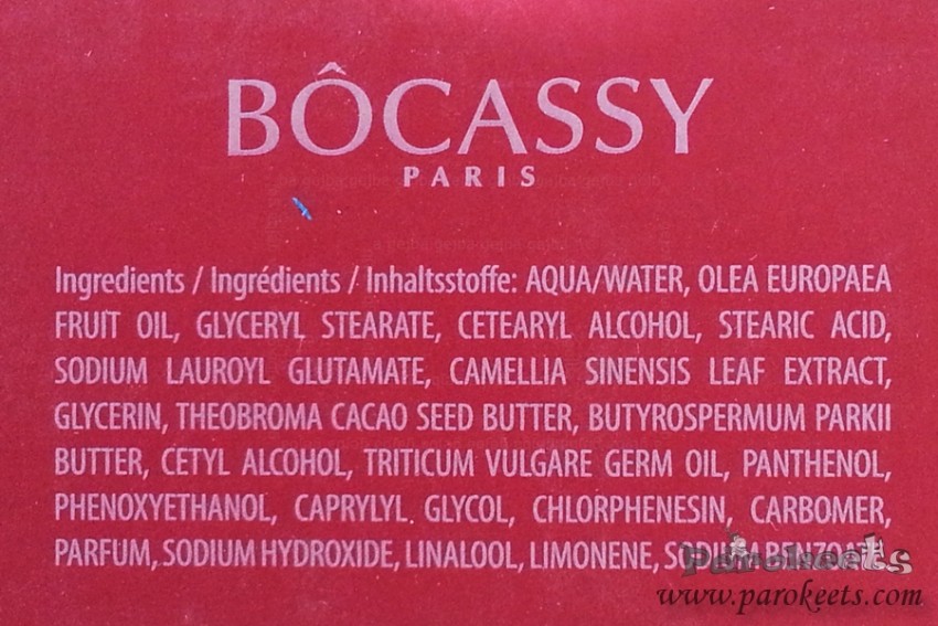 Bocassy Light Day Cream INCI ingredients