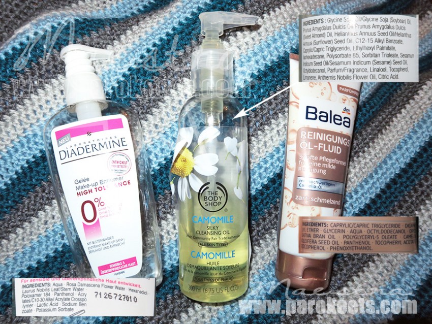 Make up removers: Balea, The Body Shop, Diadermine