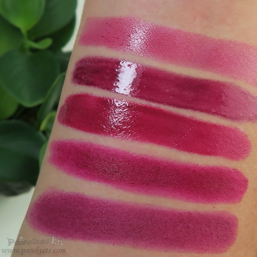 Autumn purple lipsticks swatch