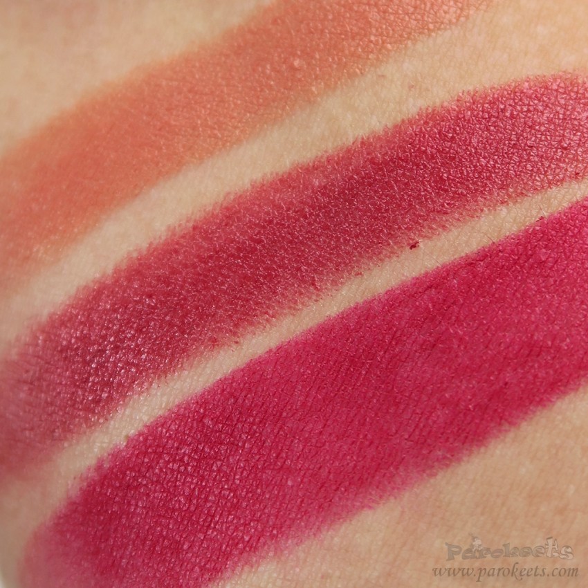 Catrice Alluring Reds vs. TRsure Trove lipsticks
