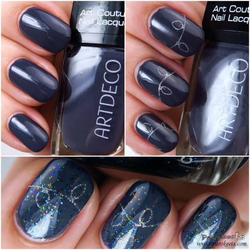 ArtDeco 794 nail polish + Bunny Nails HD-F plate + Jessica Platinum Wishes layering