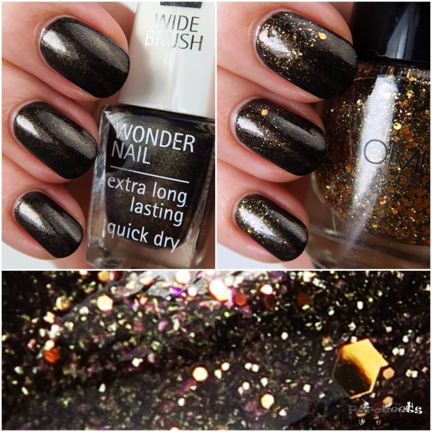 IsaDora Bronze Patina 718 + Ombia Golden Glam topper layering