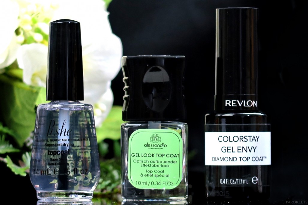 Best 3 top coats - Revlon, Alessandro, Poshe