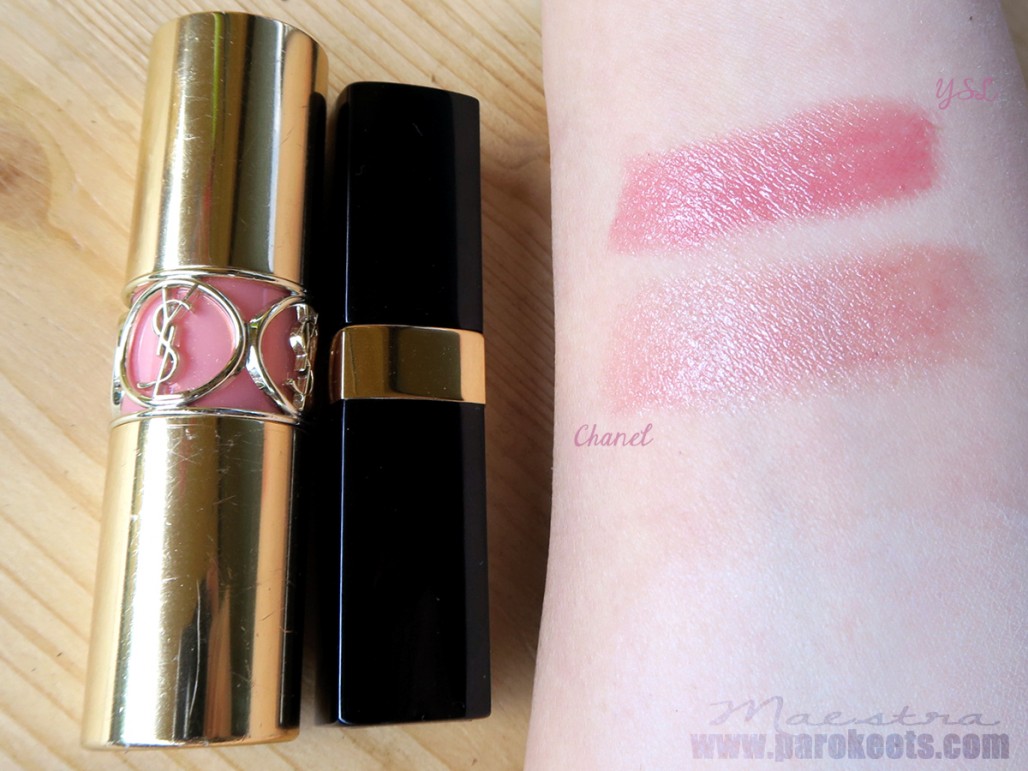 Chanel Rouge Coco Shine 54 Boy vs YSL Rouge Volupte Shine 8