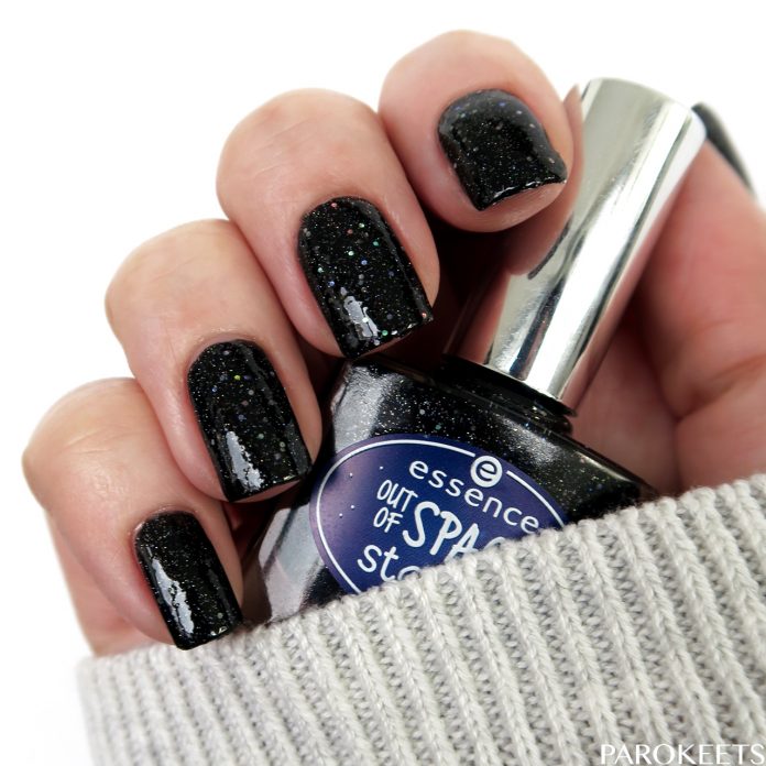 Essence Light Years Away (Out Of Space) black holo nail polish by Gejba Parokeets