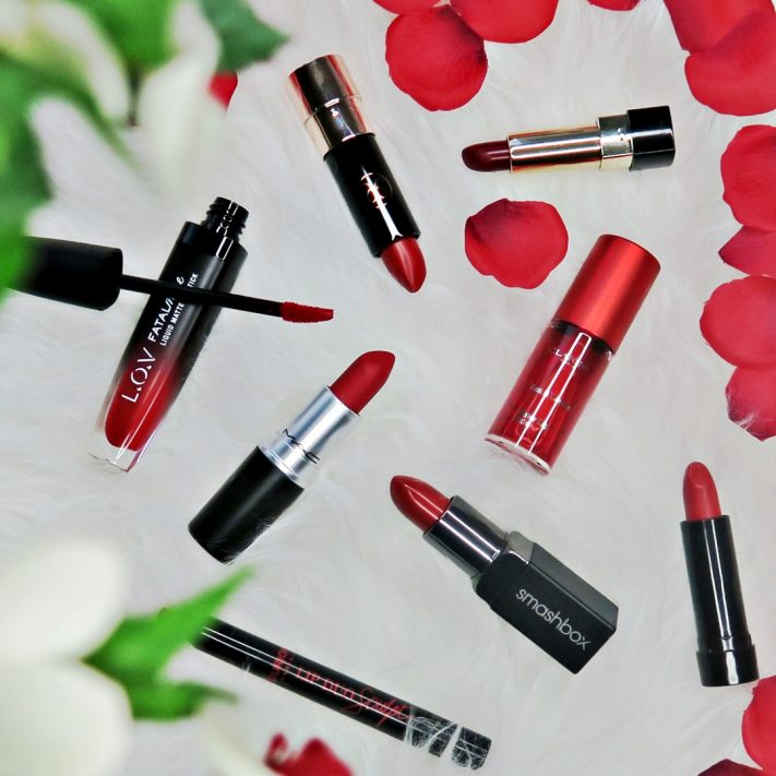 Red lipsticks Smashbox, MAC, ABH, Bourjois
