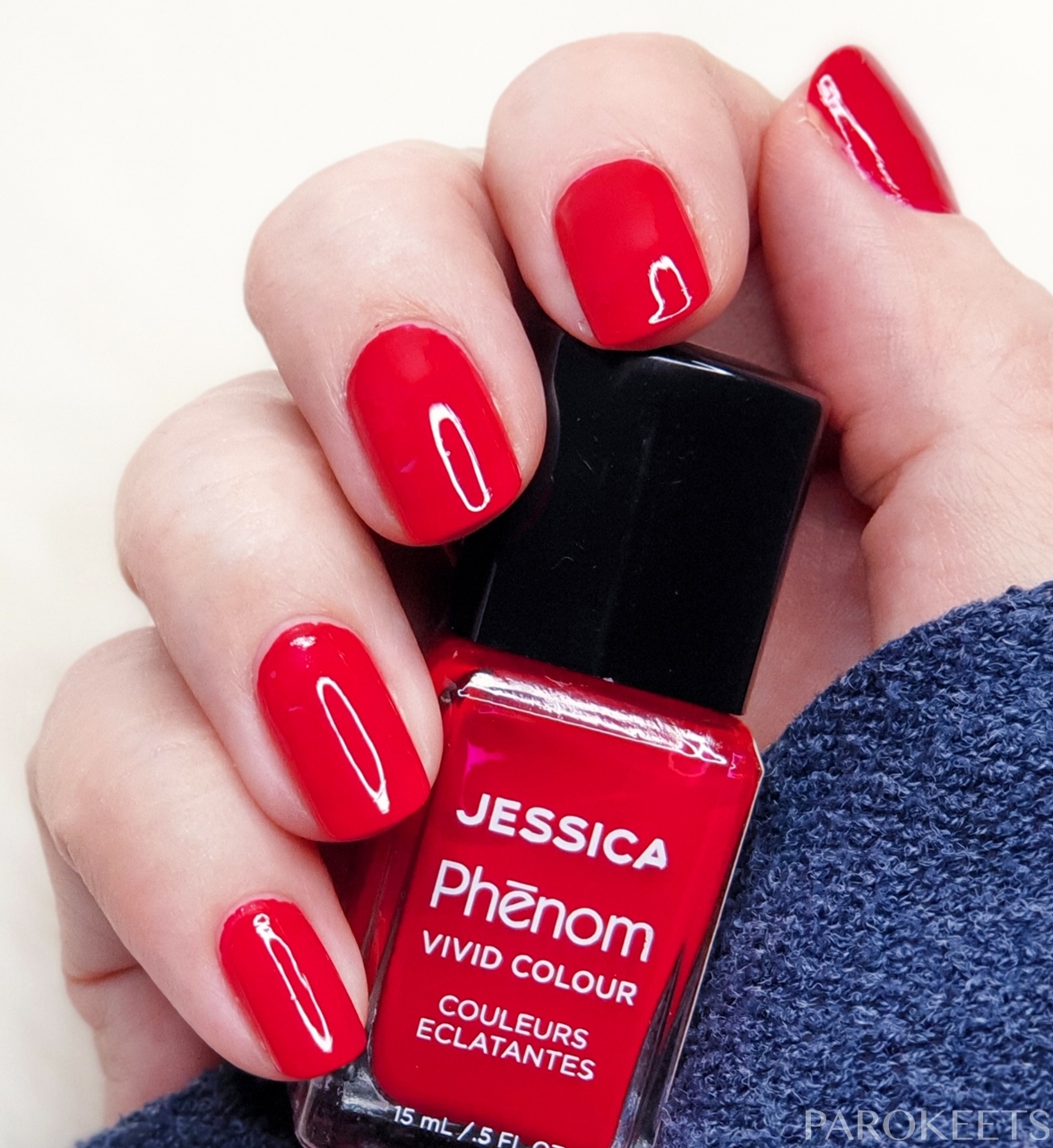 Jessica Phenom - Jessica Red nail polish + Poshe fast drying top coat