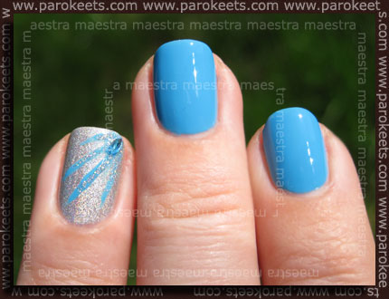 Nail Art: Magnetic: Blue Curacao, Shimmering Silver + Stripe It - Hologram