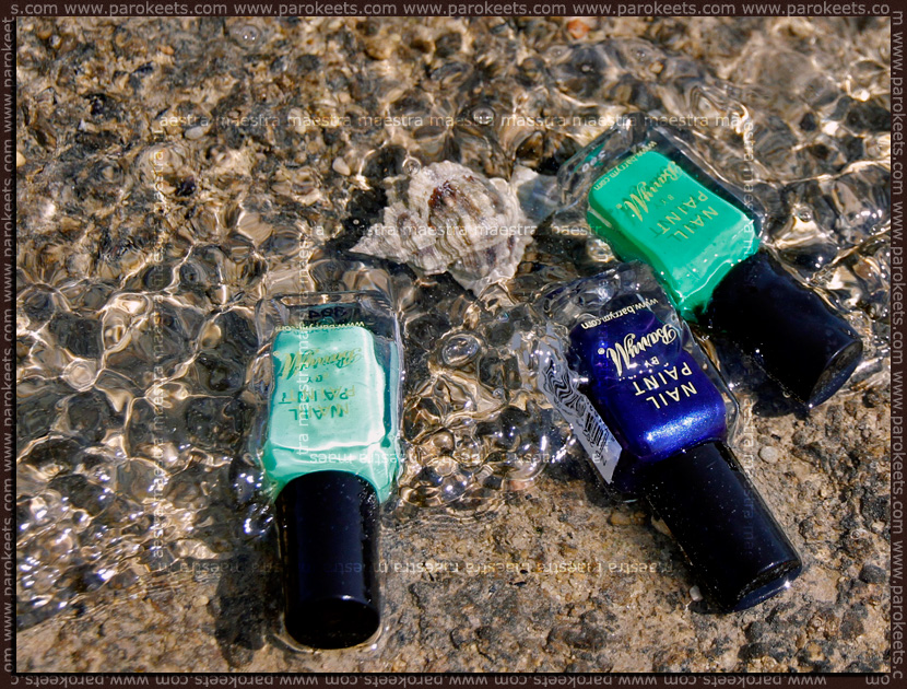 Barry M: Mint Green, Spring Green and Navy nail paints