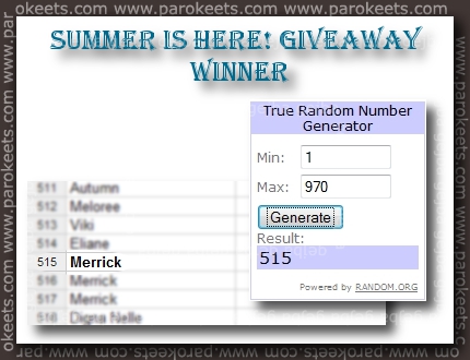 Summer is here! giveaway winner